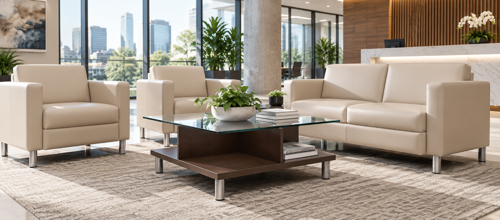 Global Citi Lounge Tables Glass Top Lounge Setting