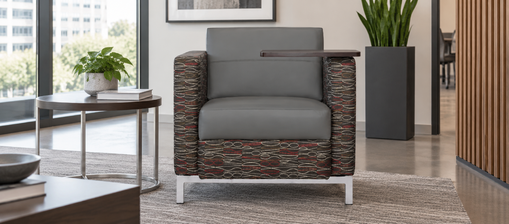Global Citi Square Lounge Chair with Left Tablet Arm