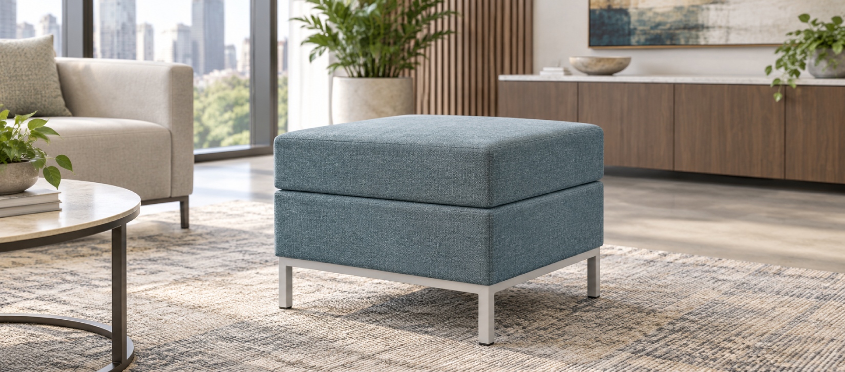 Global Citi Square Upholstered Square Ottoman – S7879
