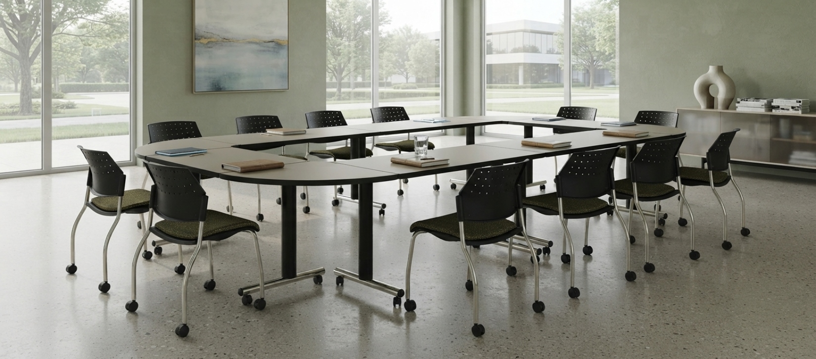 Global ConnecTABLES Beige Open-Center Modular Training Table