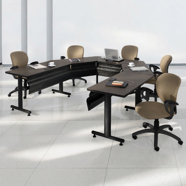 Global ConnecTABLES Black U-Shaped Modular Training Table with Modesty Panels