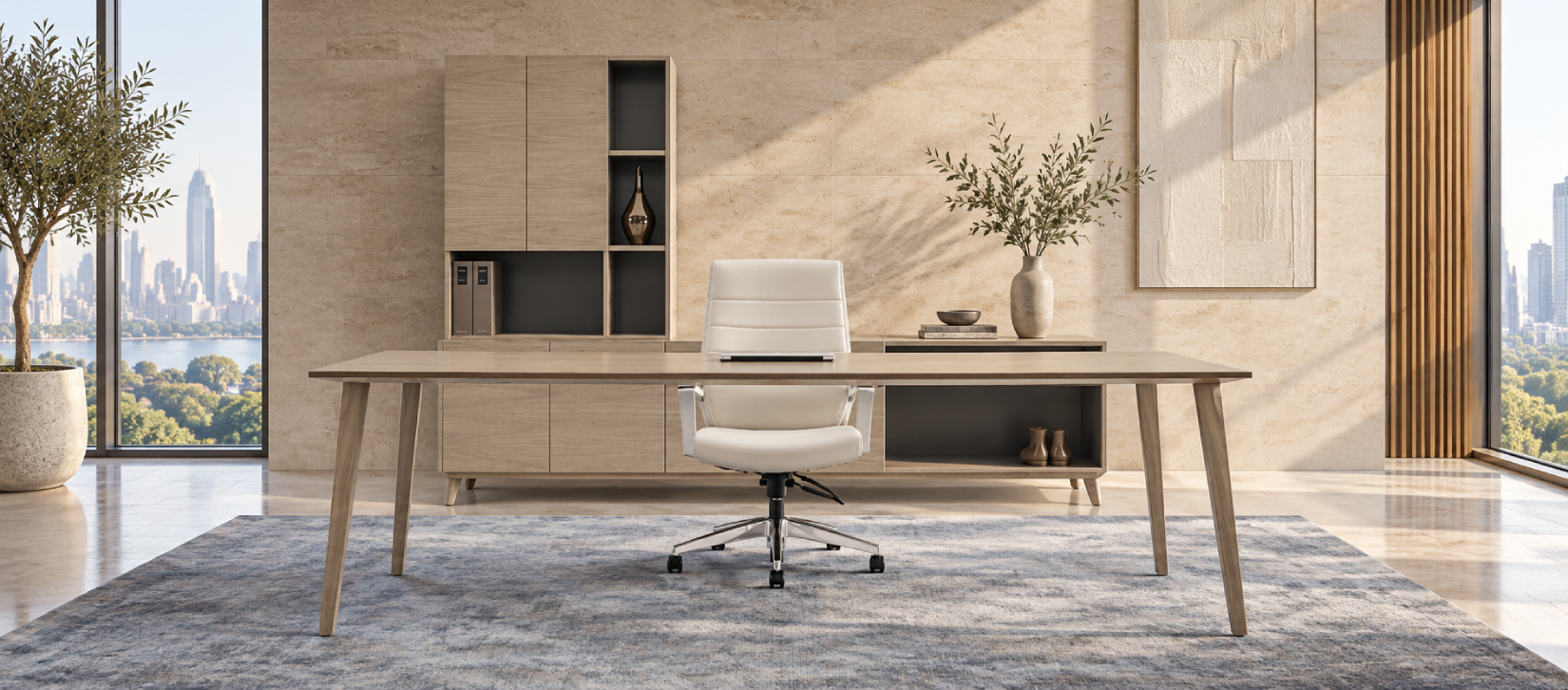 Global Corby Configurable Veneer Workstation with Storage