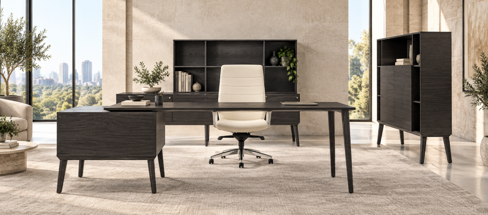 Global Corby Customizable Veneer Office Desk with Storage