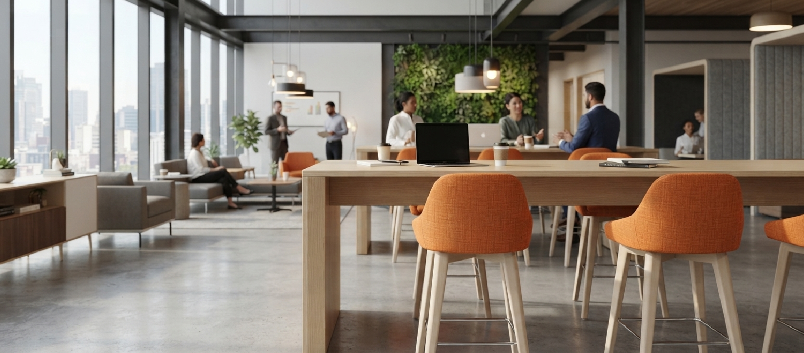 Global Drift Counter Stool with Wood Base