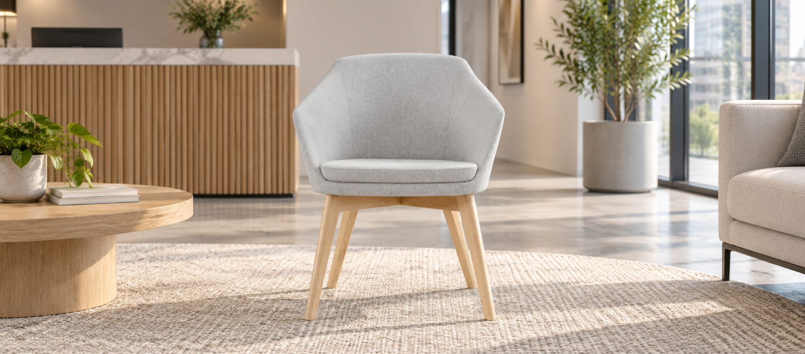 Global Drift Wood Base Lounge Chair