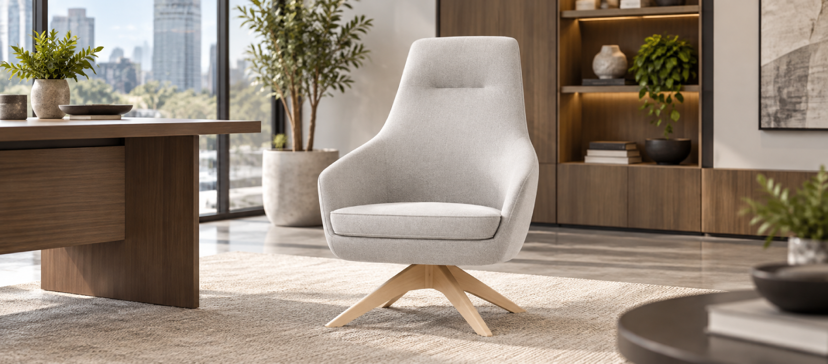 Global Drift Wood Leg Guest Chair