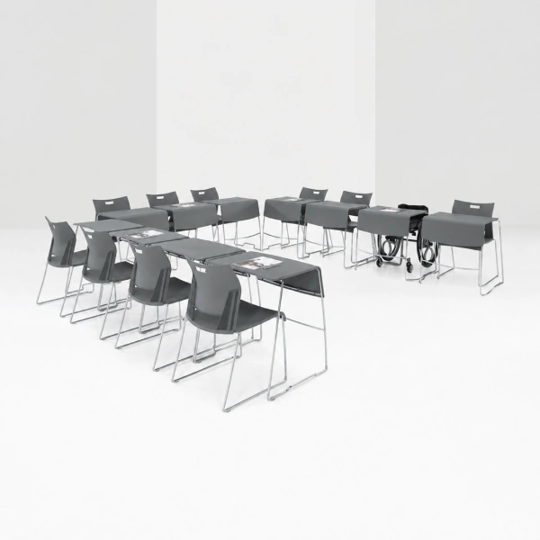 Global Duet Folding and Nesting Tables with Gray Finish