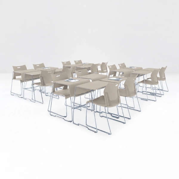 Global Duet Folding and Nesting Tables with Taupe Finish