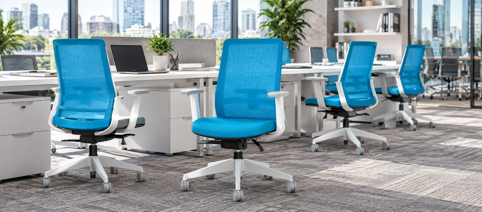 Global Factor Blue Ergonomic Office Chair with Lumbar Support