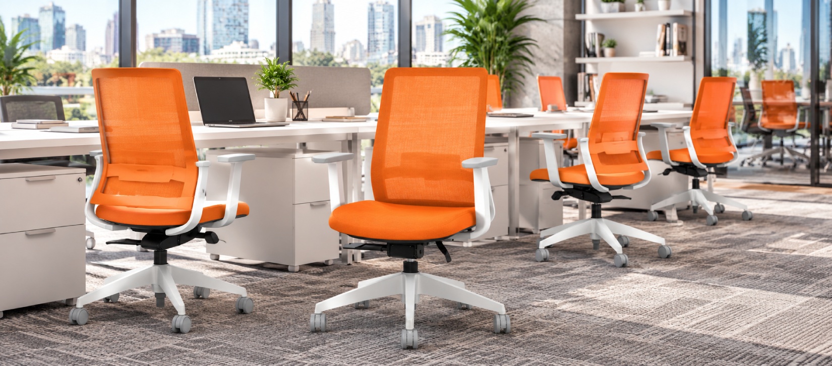 Global Factor Orange Ergonomic Office Chair with Lumbar Support
