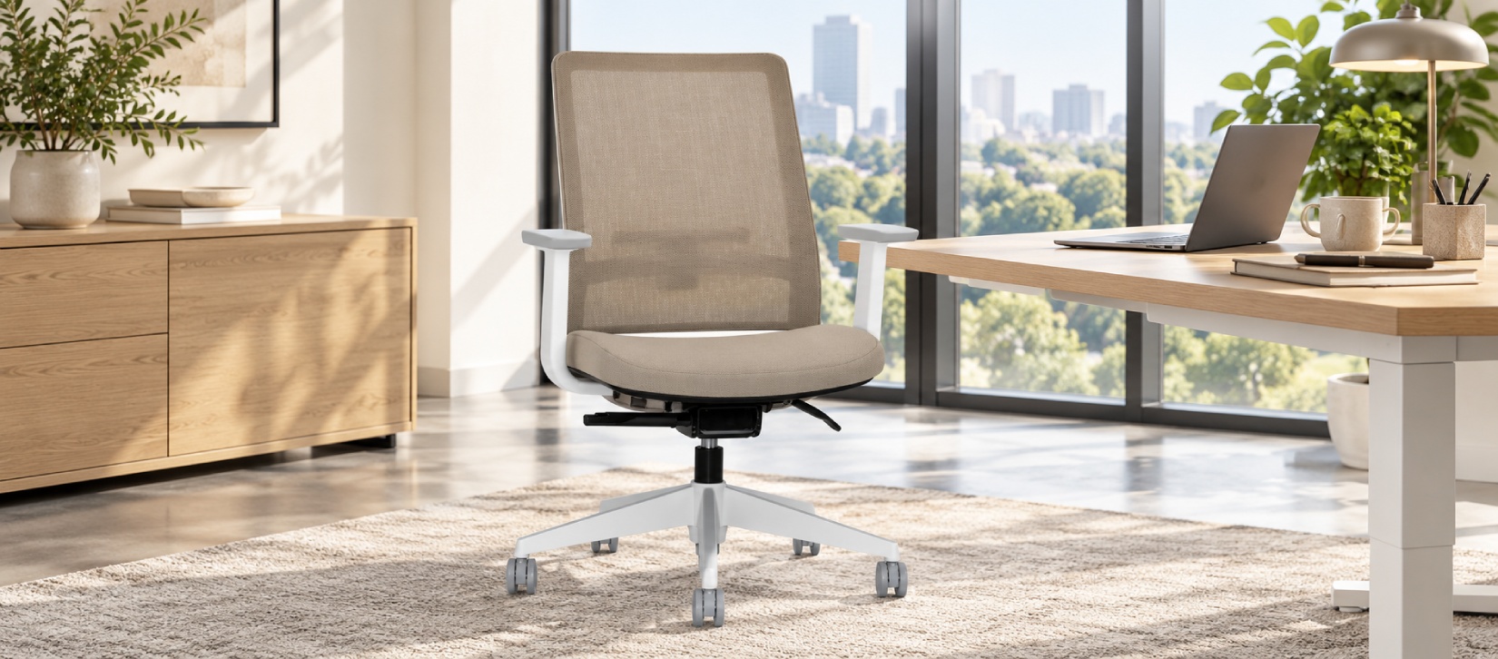 Global Factor Taupe Gray Ergonomic Office Chair with Lumbar Support