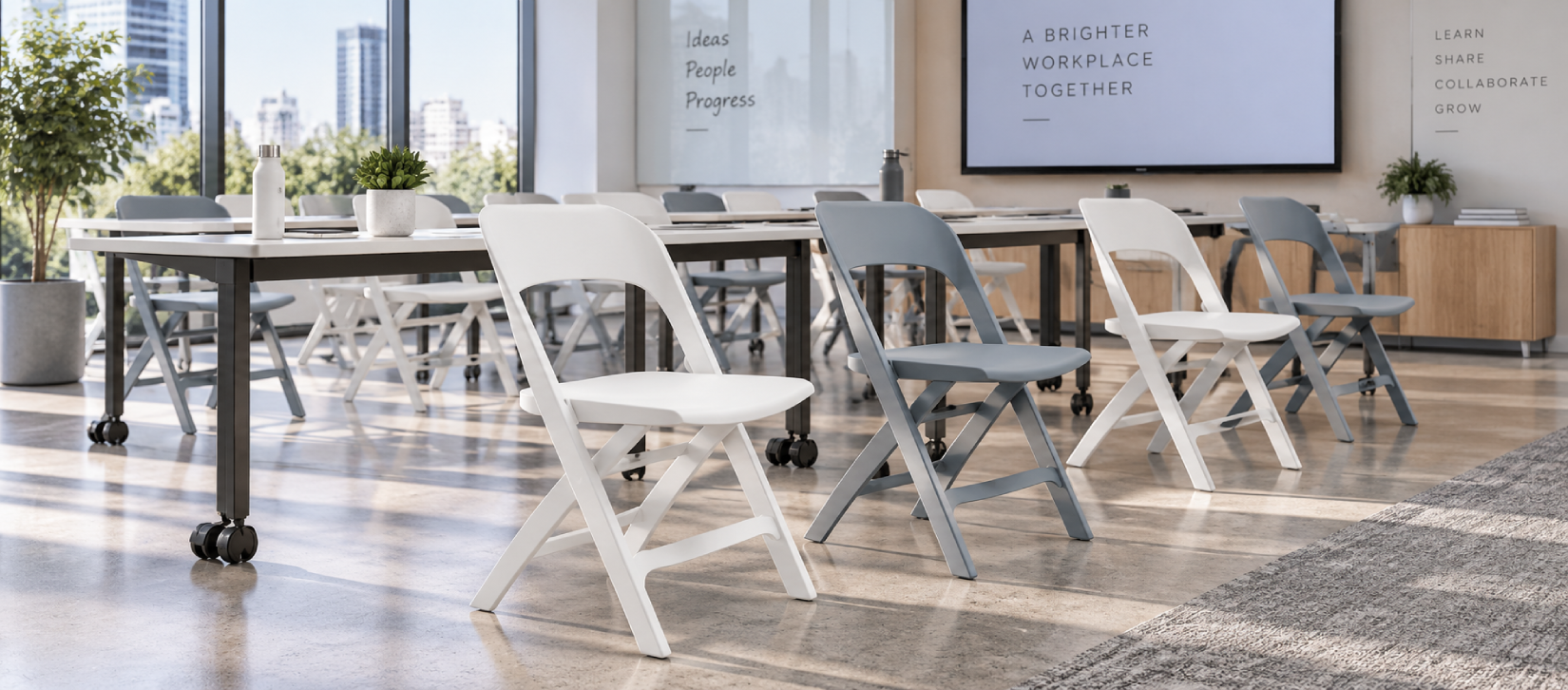 Global Flap Folding Training Chair Armless