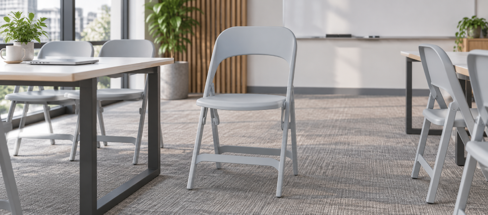 Global Flap Folding Training Chair Gray