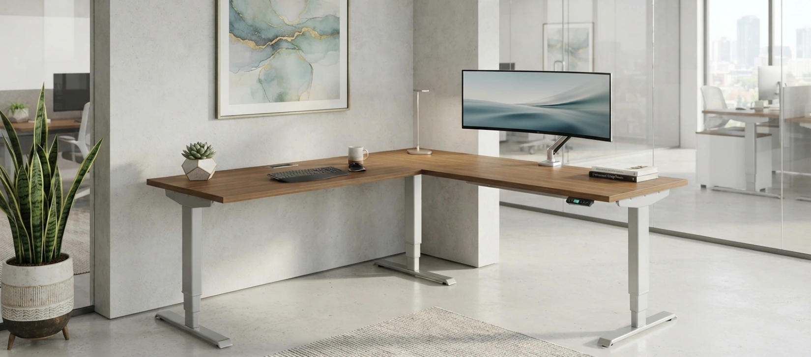 Global Foli Corner Height Adjustable Workstation