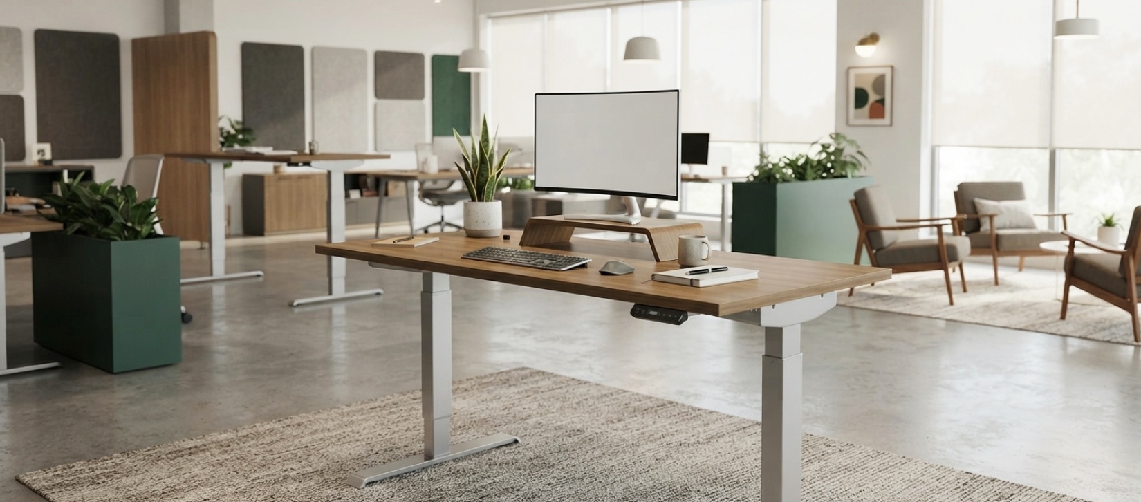 Global Foli Straight Top Height Adjustable Desk