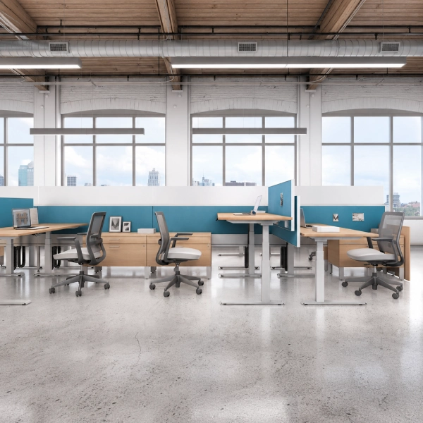 Global FreeFit Height-Adjustable Benching Desk