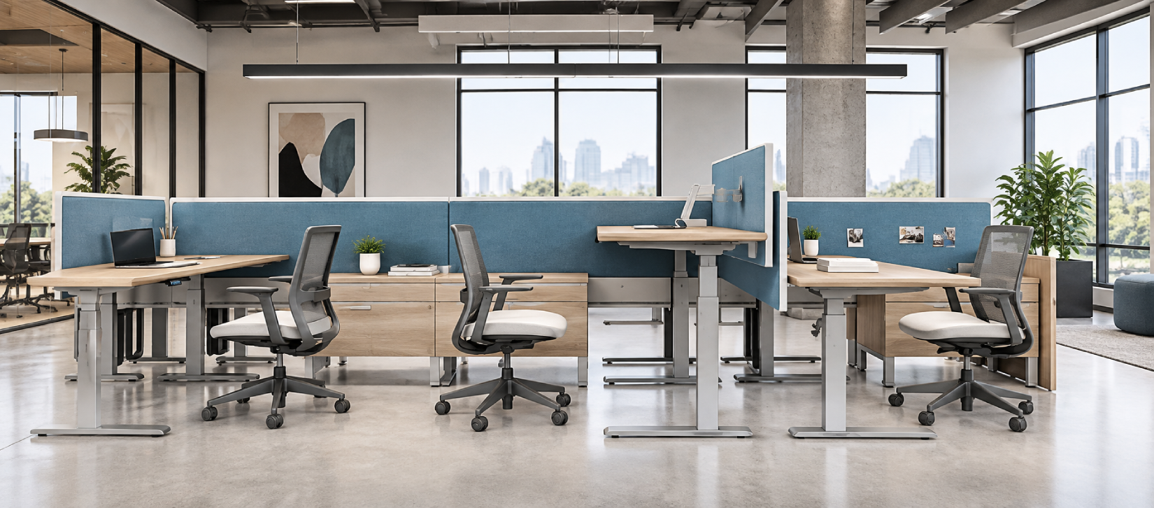 Global FreeFit Height Adjustable Desks and Tables Open Plan Workstations
