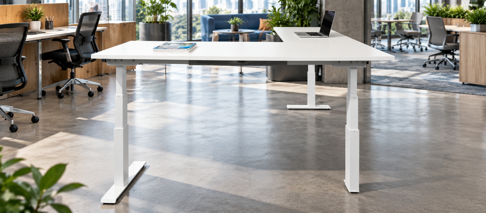 Global FreeFit Height-Adjustable L-Shaped Standing Desk