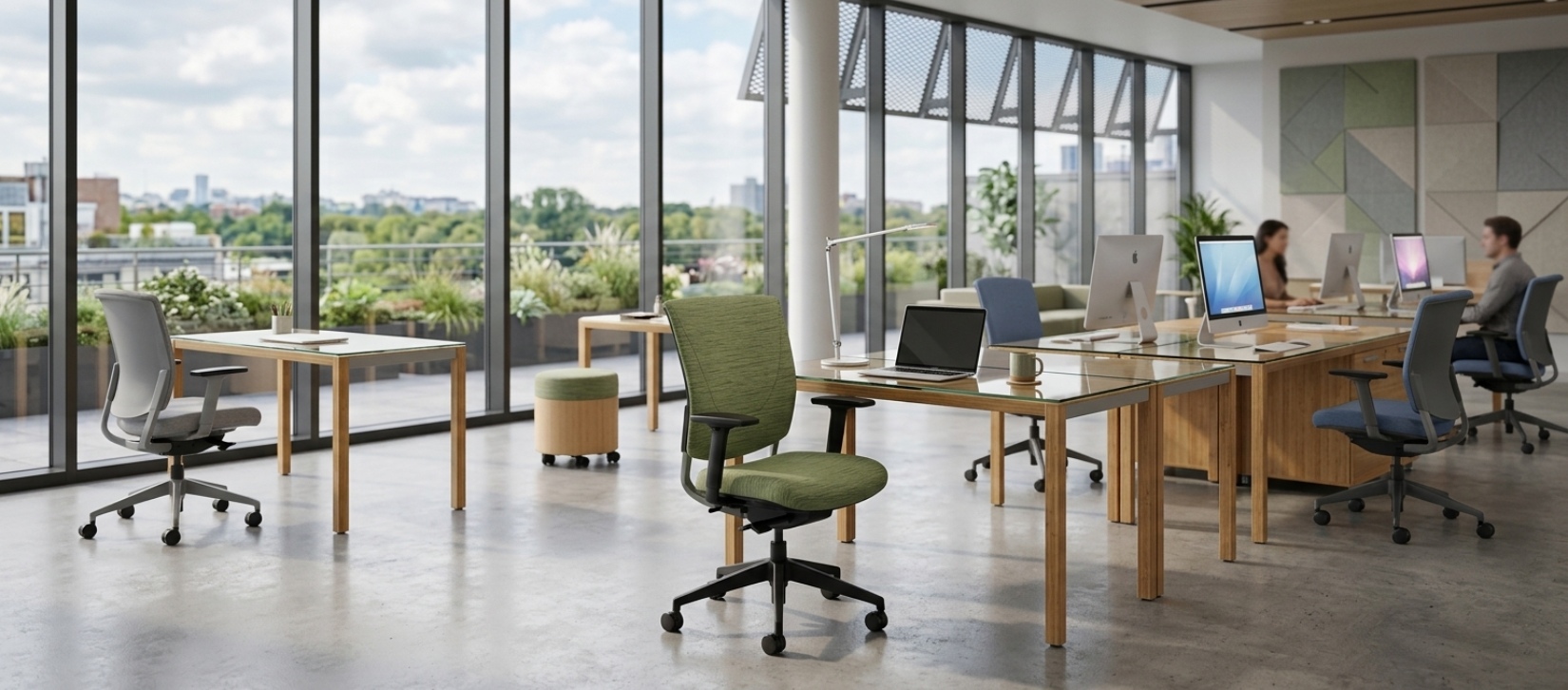Global Graphic Light Sage Woven Ergonomic Office Chair