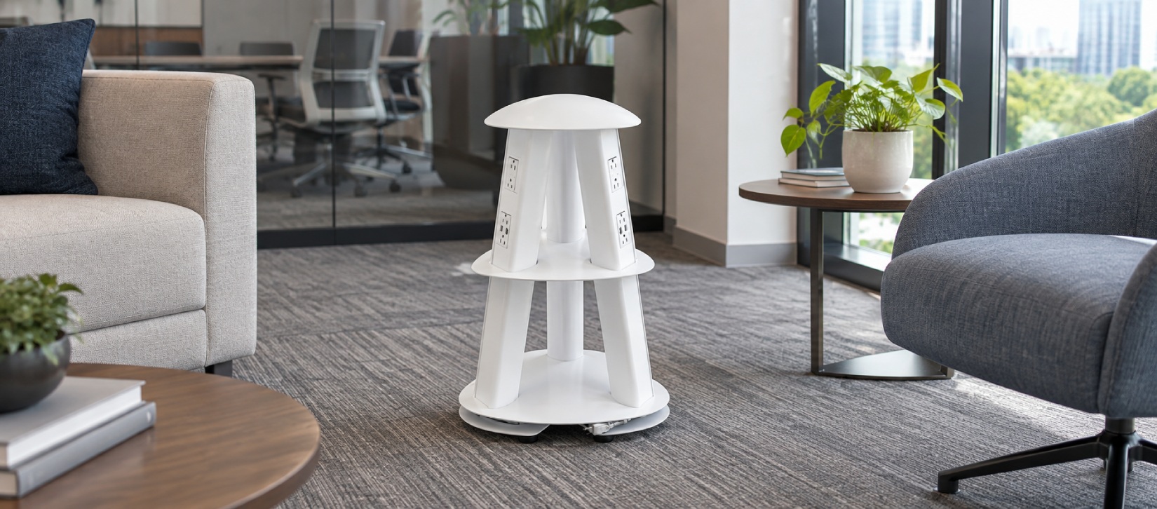 Global Isle Gloss White Power Tower with AC & USB Charging