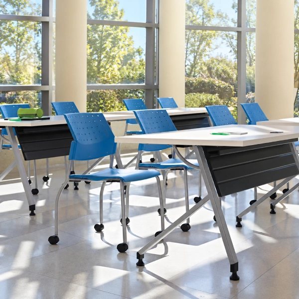Global Junction Work and Training Tables White Mobile