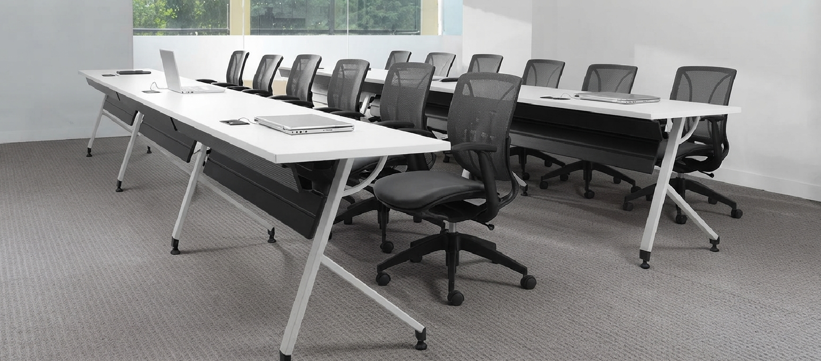 Global Junction Work and Training Tables – White Rectangular