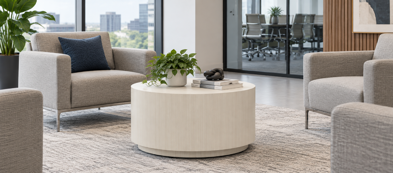Global Laminate Lounge Low Drum Occasional Table