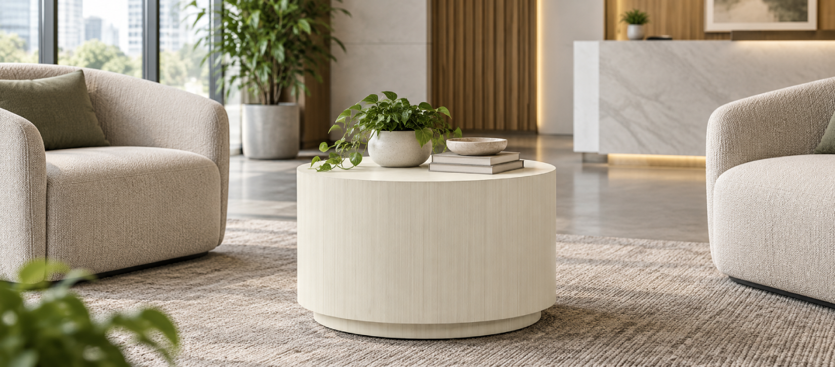 Global Laminate Lounge Round Drum Occasional Table