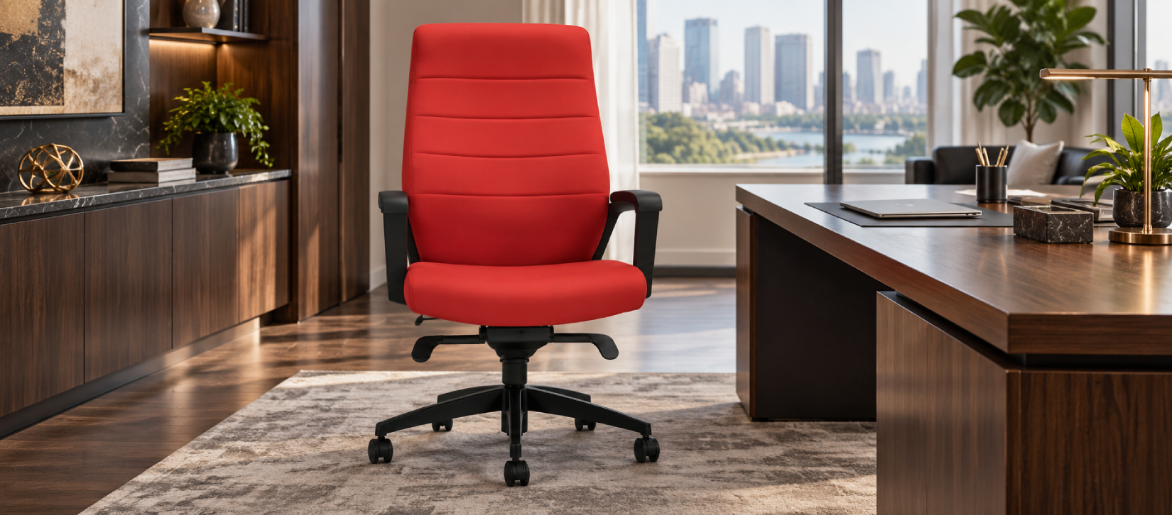 Global Luray High Back Executive Chair with Black Arms