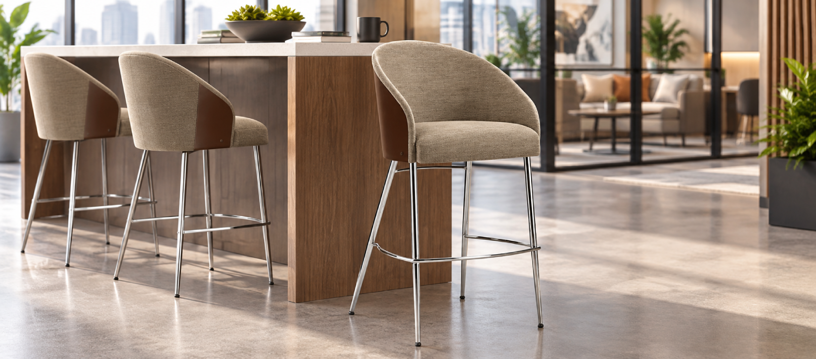Global Marche Fully Upholstered Bar Stool
