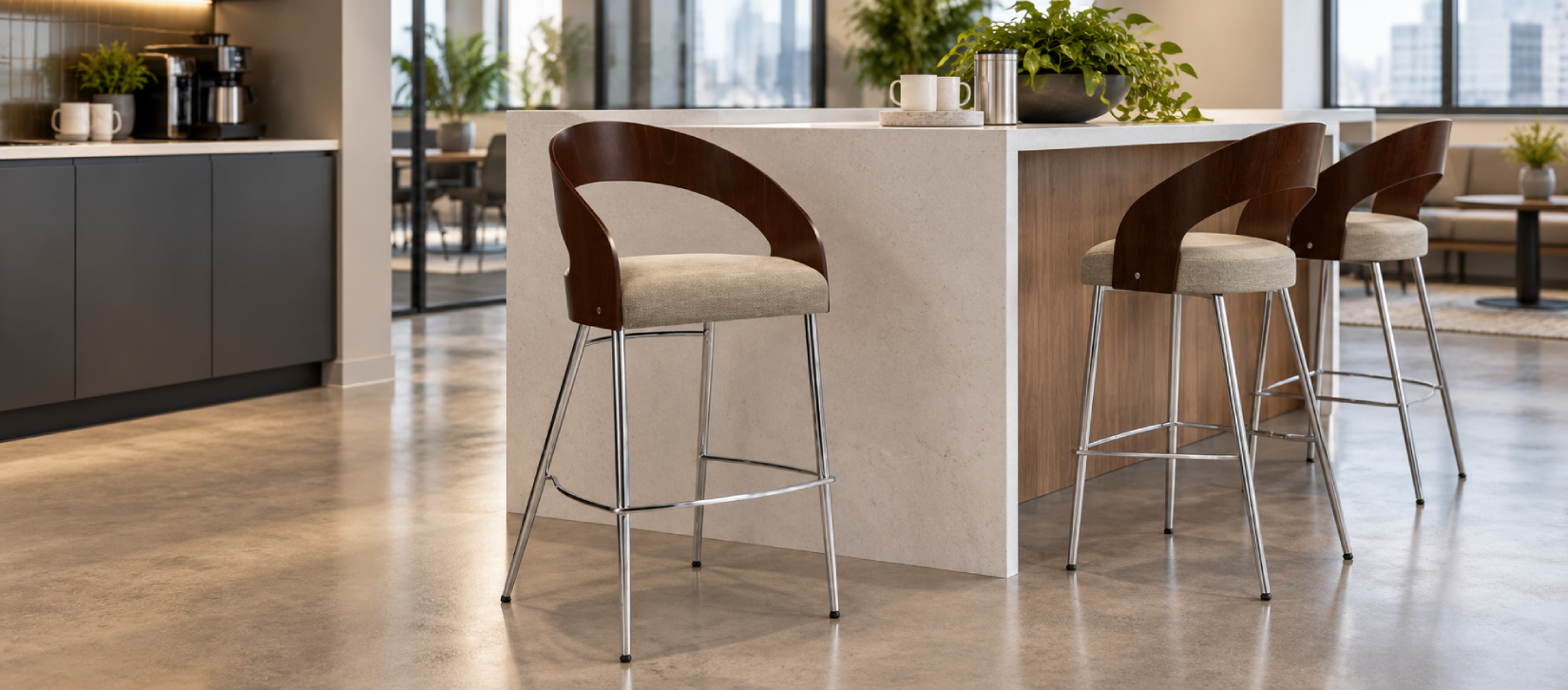 Global Marche Open Back Upholstered Bar Stool