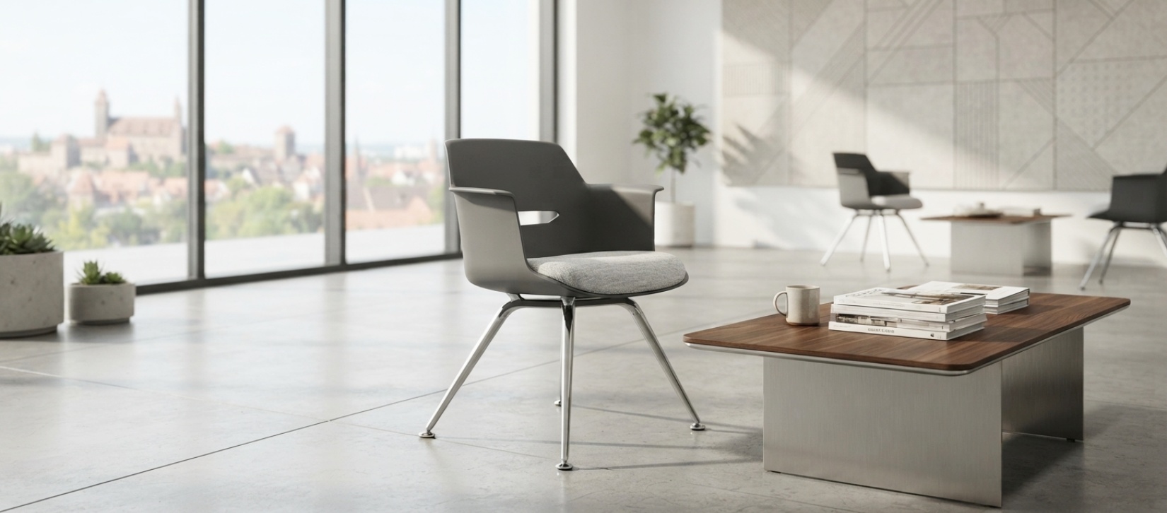 Global Moda Gray Upholstered Guest Chair