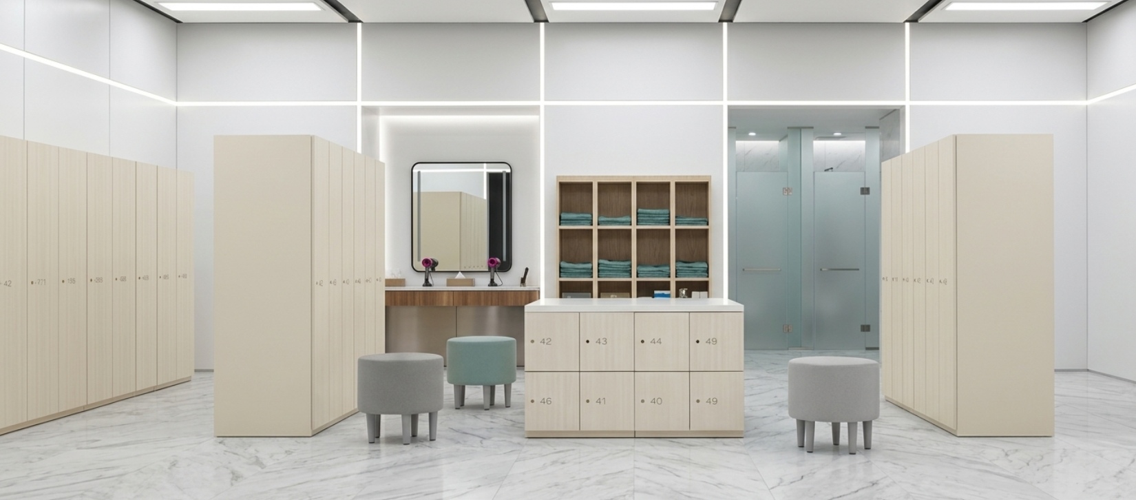 Global Modular Personal Locker Storage Wall with Open Shelving