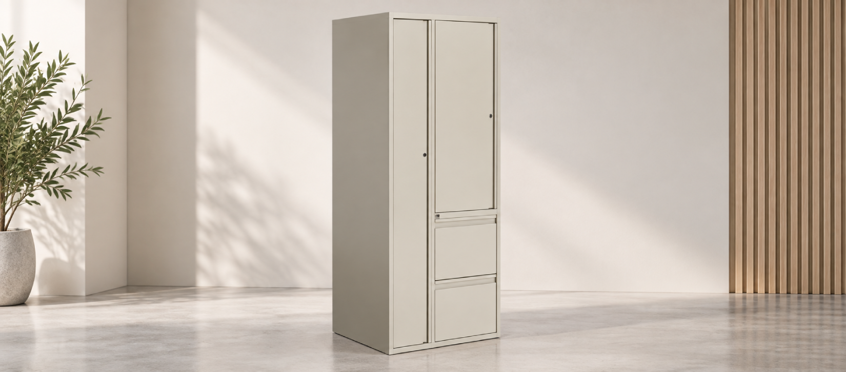 Global Plus Series 2 Drawer Personal Storage Tower Metal Cabinet