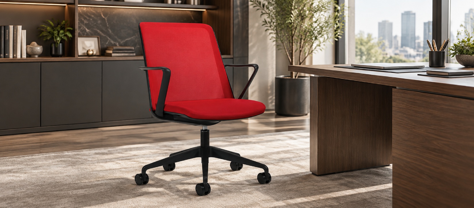 Global Prefer Red Mesh Back Office Chair with Black Frame