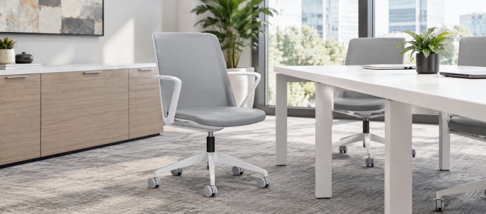 Global Prefer White Frame Mesh Back Office Chair