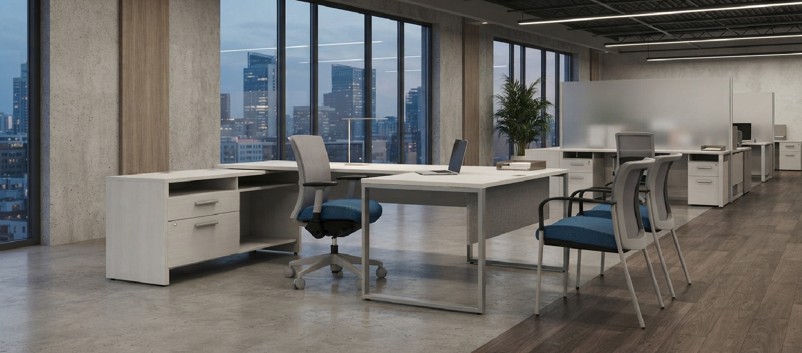 Global Princeton Laminate Desk Series – U-Shaped Desk with Storage