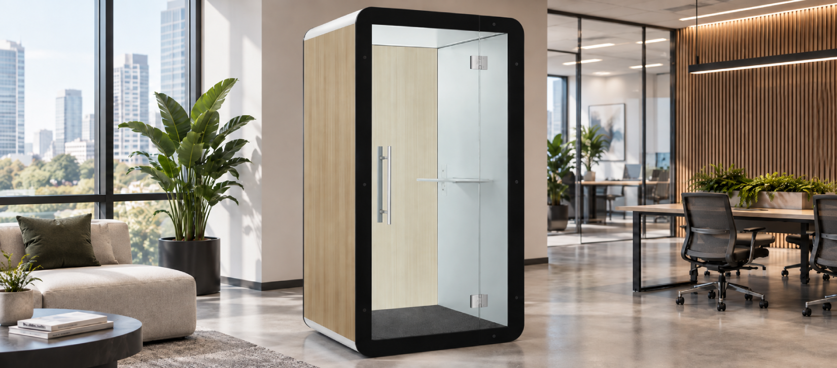 Global Priva Acoustic Privacy Pods Silver Pull Handle