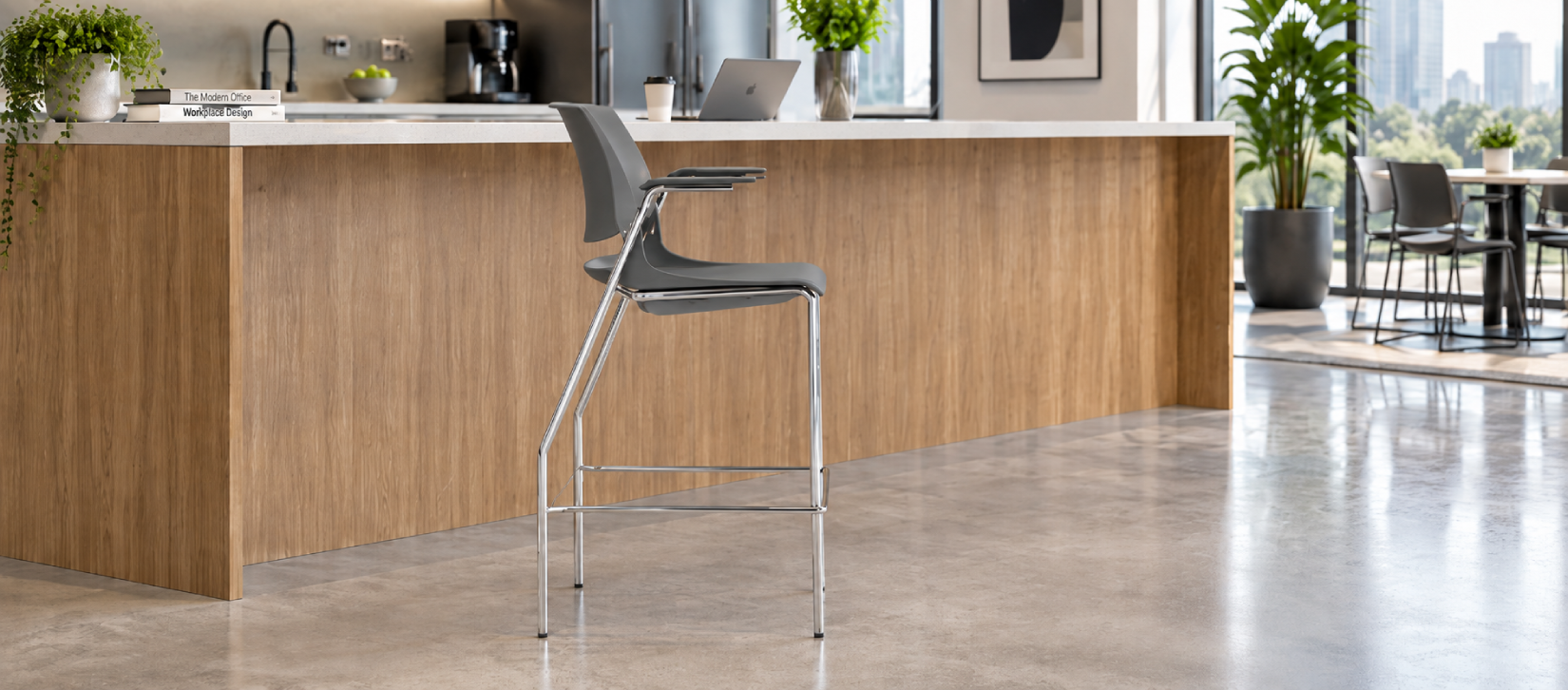 Global Rebound Bar Height Stool with Arms