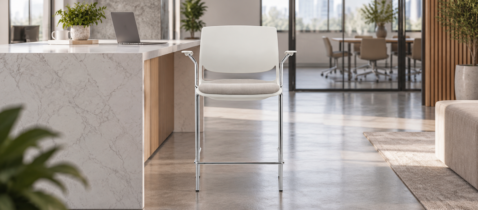 Global Rebound Upholstered Counter Stool with Arms