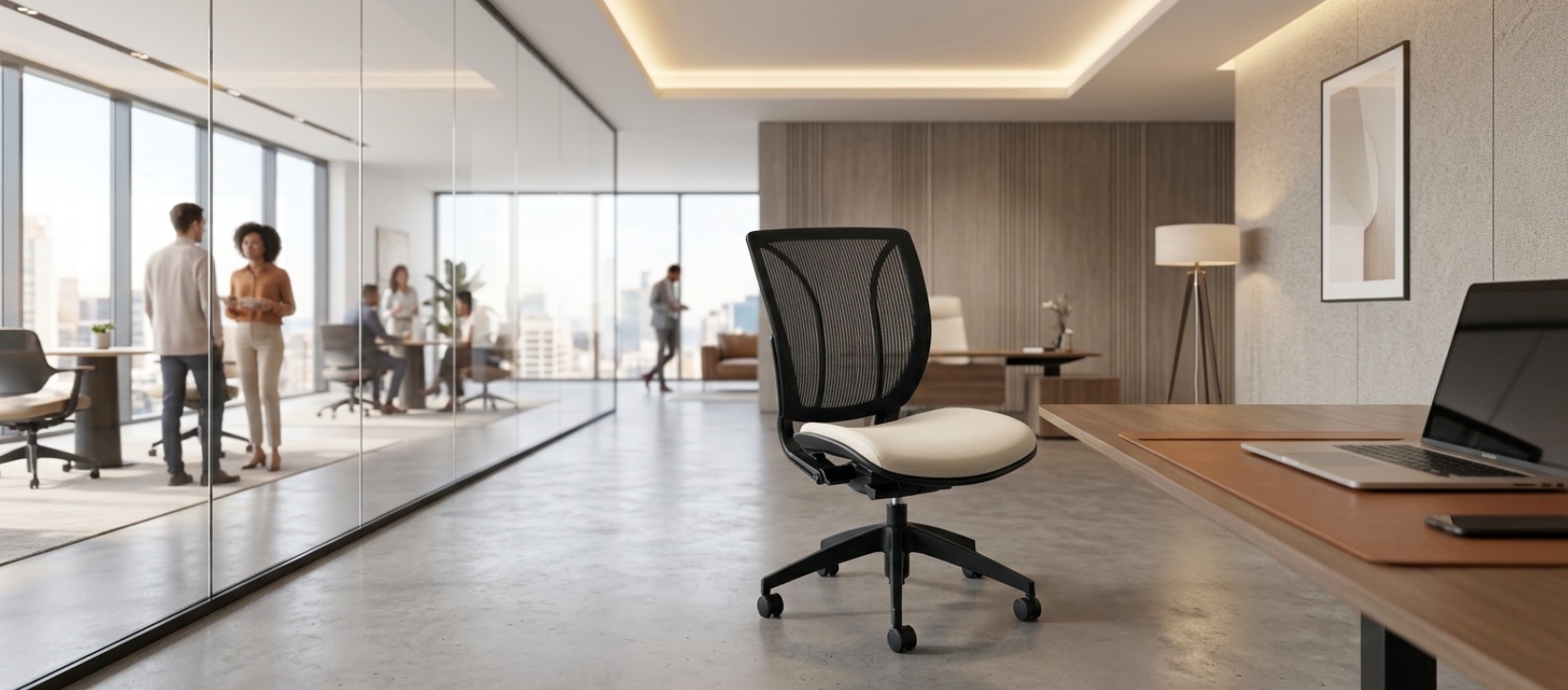 Global Roma Mesh Task Chair - Mesh Medium Back Drafting Stool with Arms (1876)