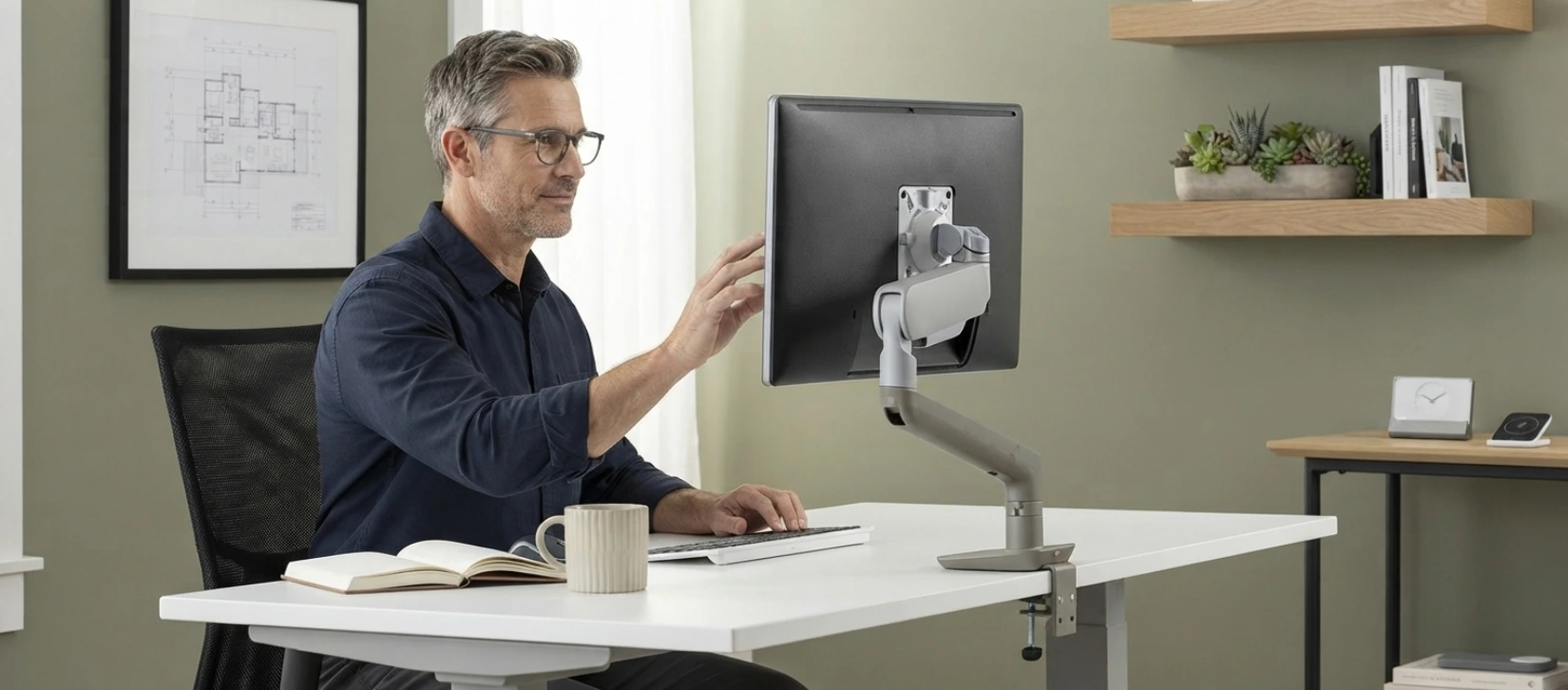 Global Single Adjustable Monitor Arm with Desk Clamp