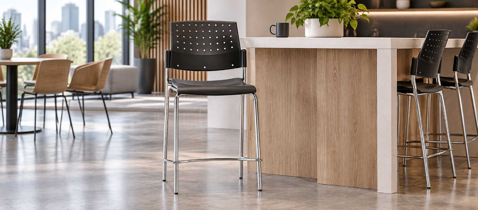 Global Sonic Bar Height Stool Black Poly Back