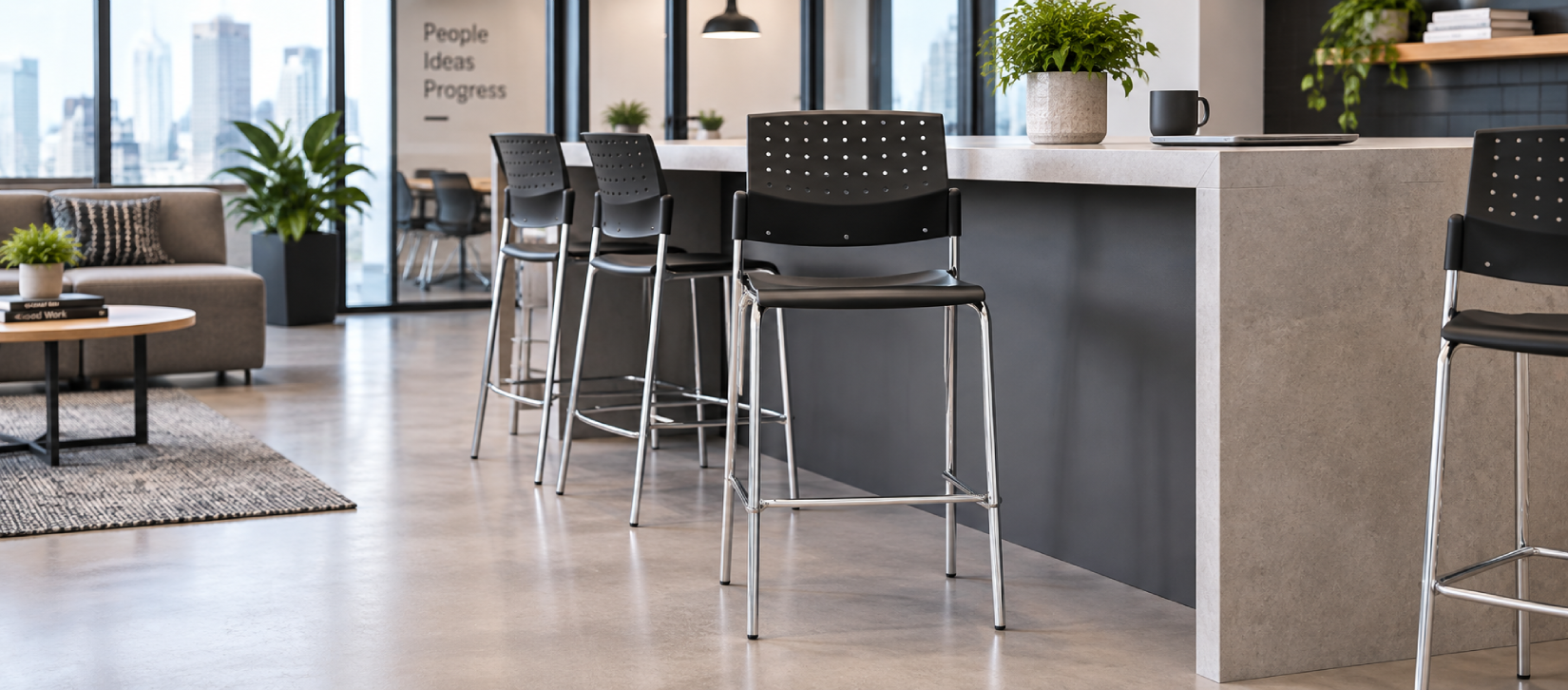 Global Sonic Bar Height Stool Black Upholstered Seat