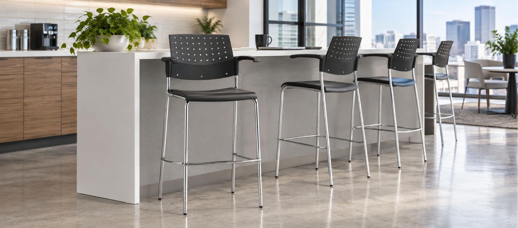 Global Sonic Bar Height Stool with Perforated Back