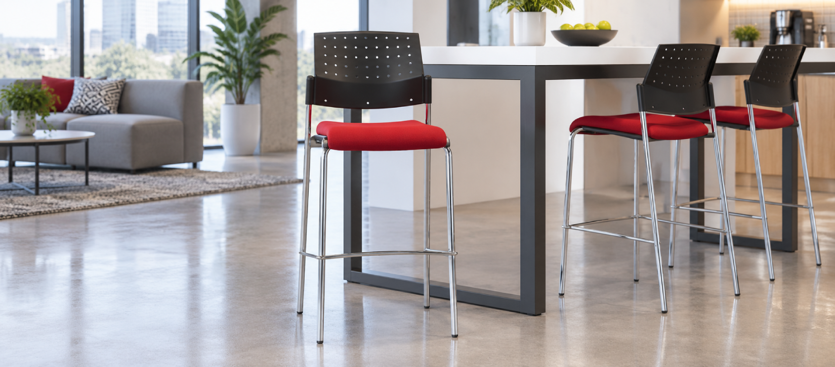 Global Sonic Bar Height Stool with Upholstered Seat