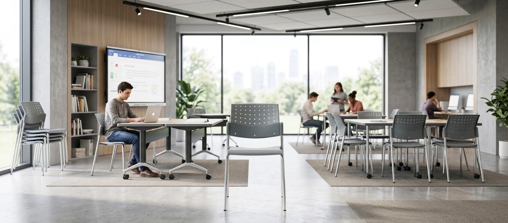 Global Sonic Gray Stacking and Nesting Chair