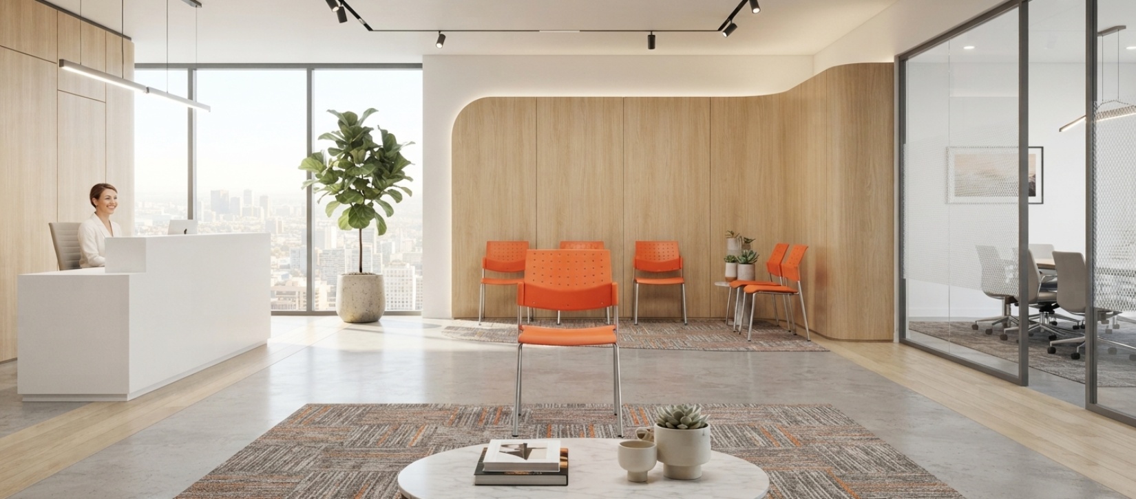 Global Sonic Orange Perforated Guest Chair