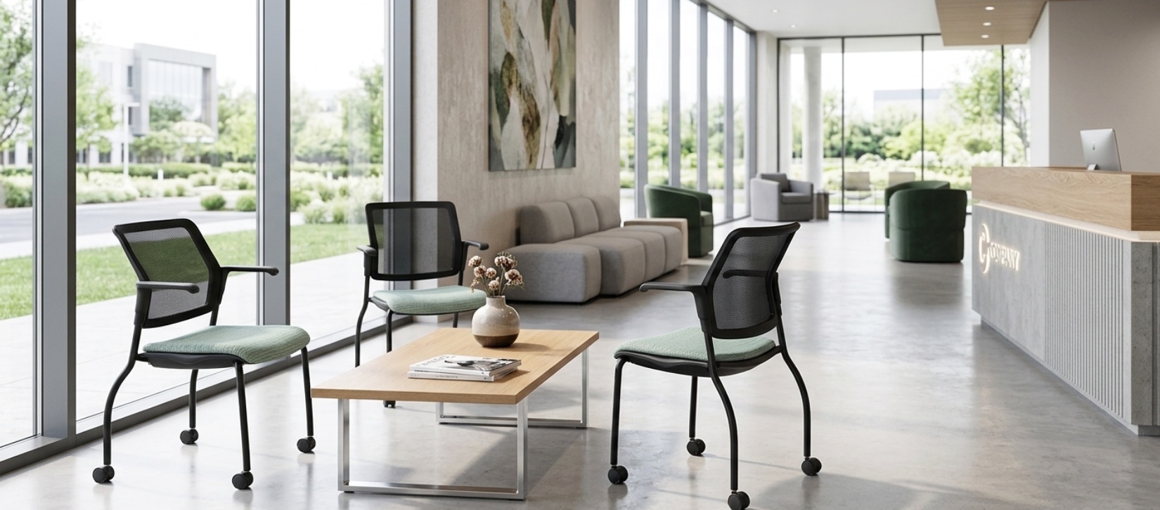 Global Sonic Upholstered Guest Chair with Casters