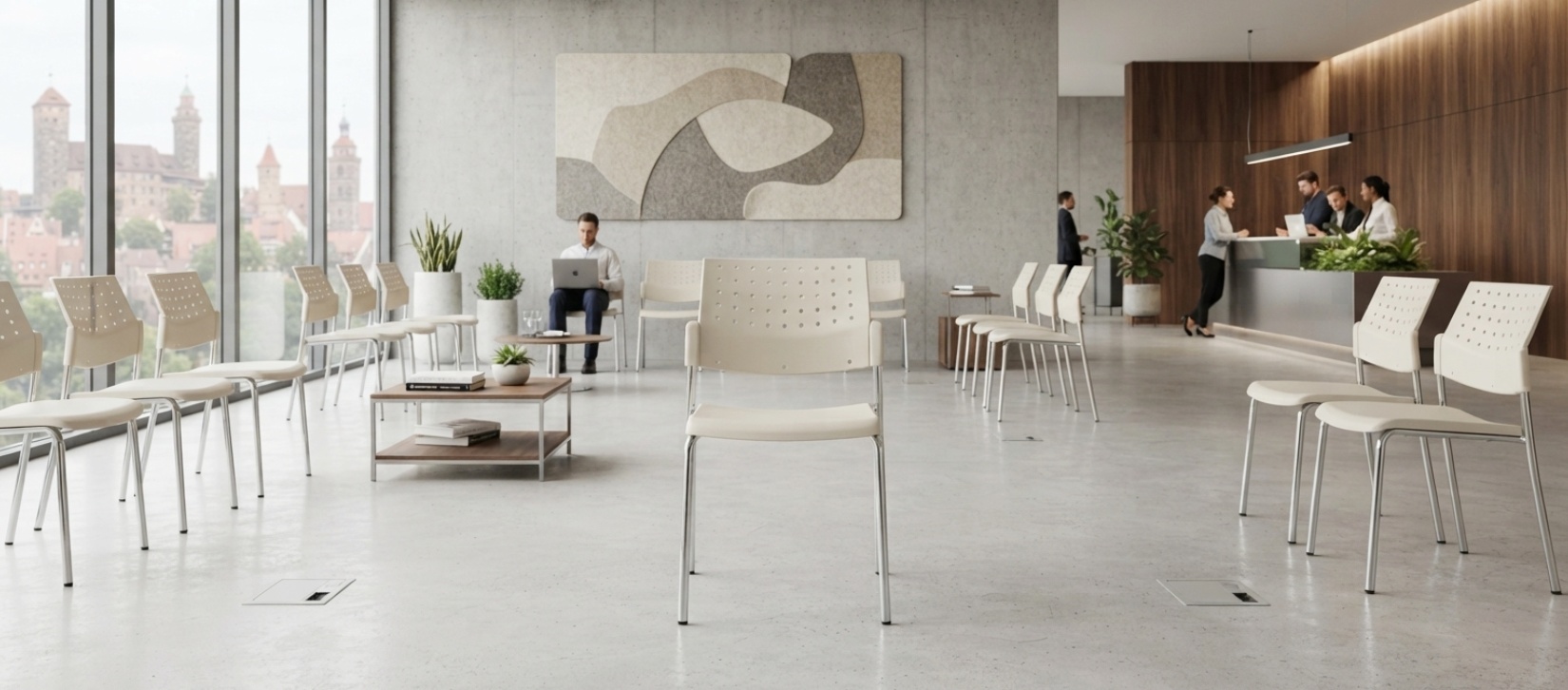 Global Sonic White Perforated Guest Chair